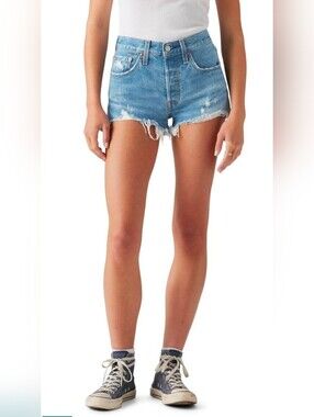 Levi's Light Premium 501 Denim Distressed High-Rise Jean Shorts